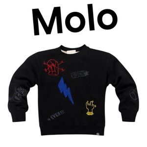 MOLO Marlin Black Kids Boys Crewneck Graphic Sweatshirt Size 6 Years Old